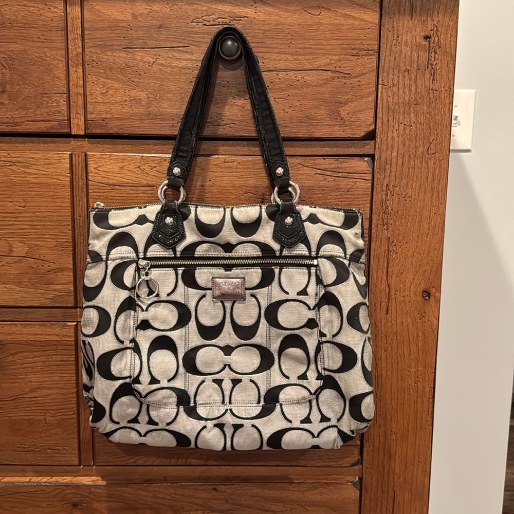 Coach poppy black & gray signature logo shoulder bag purse 2011 - Picture 2 of 13